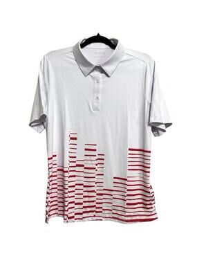 Acegolfs Golf Polo Shirt Men’s Large White Red Geometric Performance AthleticNWT